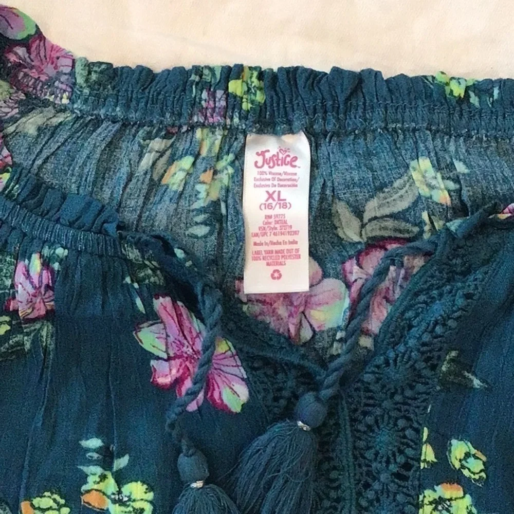 NWT Justice Floral Flare Sleeve Top Size XLARGE (16/18)